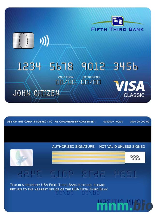 USA Fifth Third Bank visa klasyczny karta przykład w formacie PSD